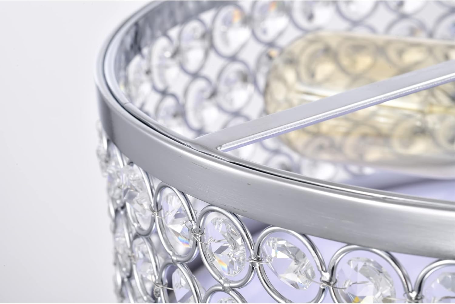 Warehouse of Tiffany Eudocia 13 Inch Modern Drum Crystal Ceiling Lighted Pendant Chandelier Chrome Finish 2-Light