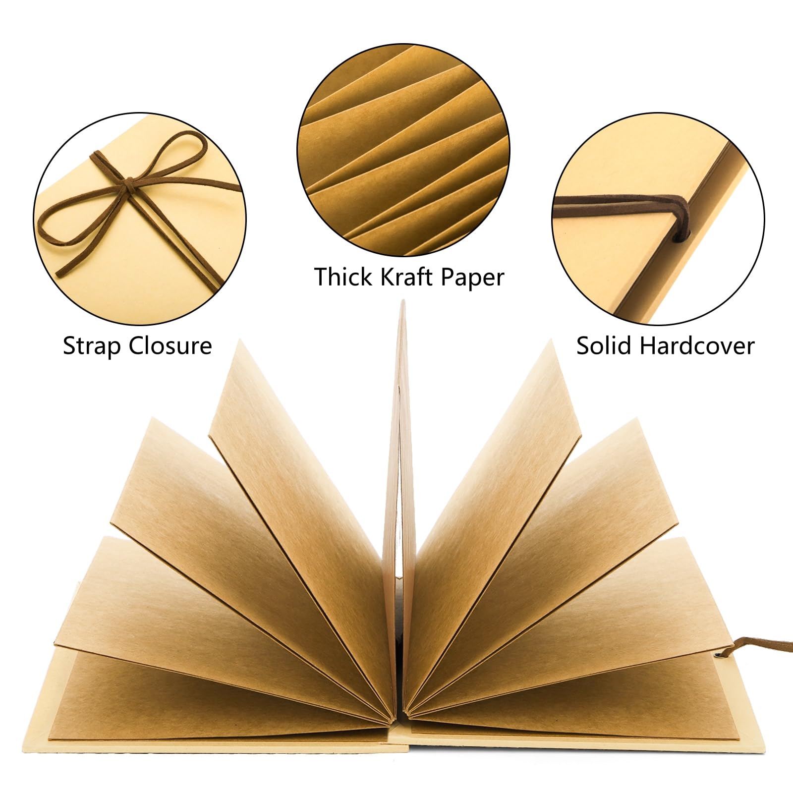 Hacaroa 4 Stück 15 x 20 cm Akkordeon Scrapbook, Hardcover Kraftpapier Fotoalben, Dehnbare Faltende Fotosammlung DIY Handgemachte Abenteuer Buch für Hochzeit, Abschluss, Valentinstag