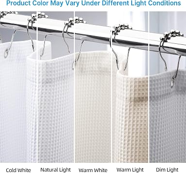 AmazerBath White Shower Curtain Fabric, Waffle Shower Curtains for Bathroom, Cloth Shower Curtain Heavy Duty, Thick Bathroom Shower Curtains Hotel Quality, Premium Polyester, 72x72 Inches