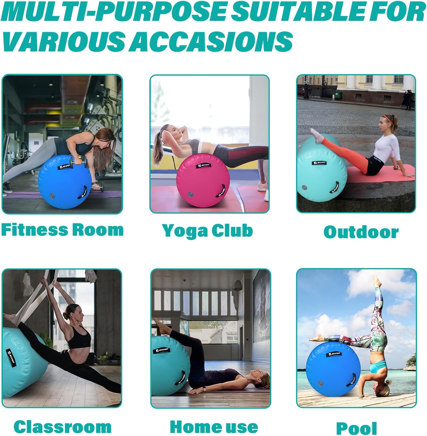 aksport air roller gymnastics air barrel for backbends and back handsprings exercise training with electric air pump for home use/yoga/cheerleading/tumbling/back walkovers green 47inx29.5in?diam)