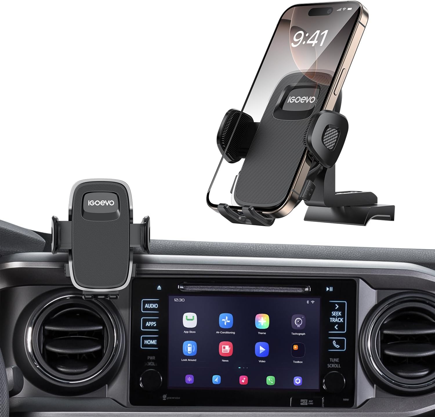 Upgraded Tacoma Phone Mount for Toyota Tacoma 2016-2023, 3rd Gen Dashboard Clip Cell Phone Cradle, Adjustable Stand, Suitable for Most Smartphones