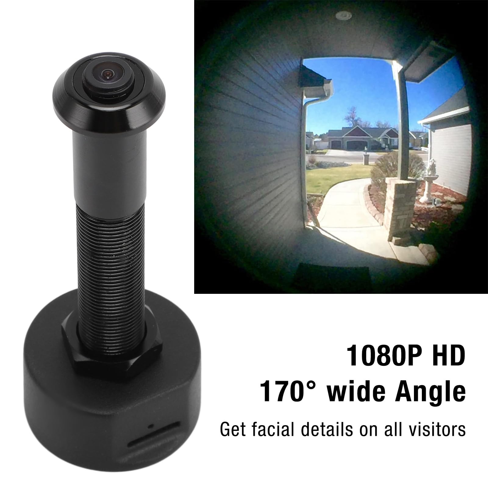 VBESTLIFE Telecamera per Spioncino 1080P, Telecamera per Foro per Porta con Obiettivo Grandangolare da 170° per Tuya, Rilevamento del Movimento, Visione Notturna (BLACK)