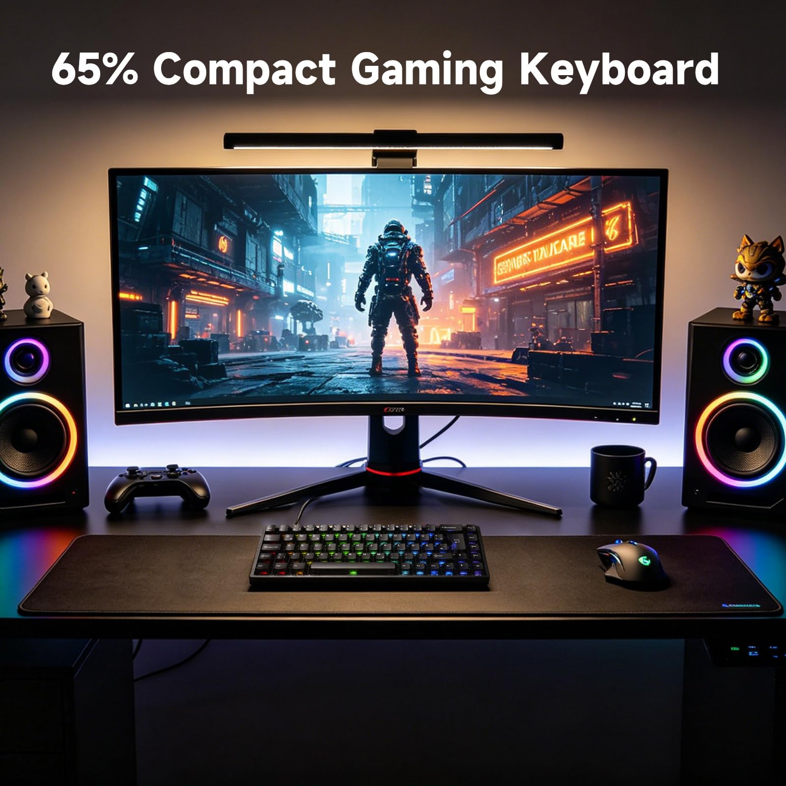 MONSGEEK FUN68 HE Teclado 65% Hall Effect 8K QWERTZ ISO-DE Cable | Teclado RGB Gaming, Rapid Trigger, RT0.005mm, 8000Hz, Activación Ajustable, Snap Tap Win/Mac (Negro)