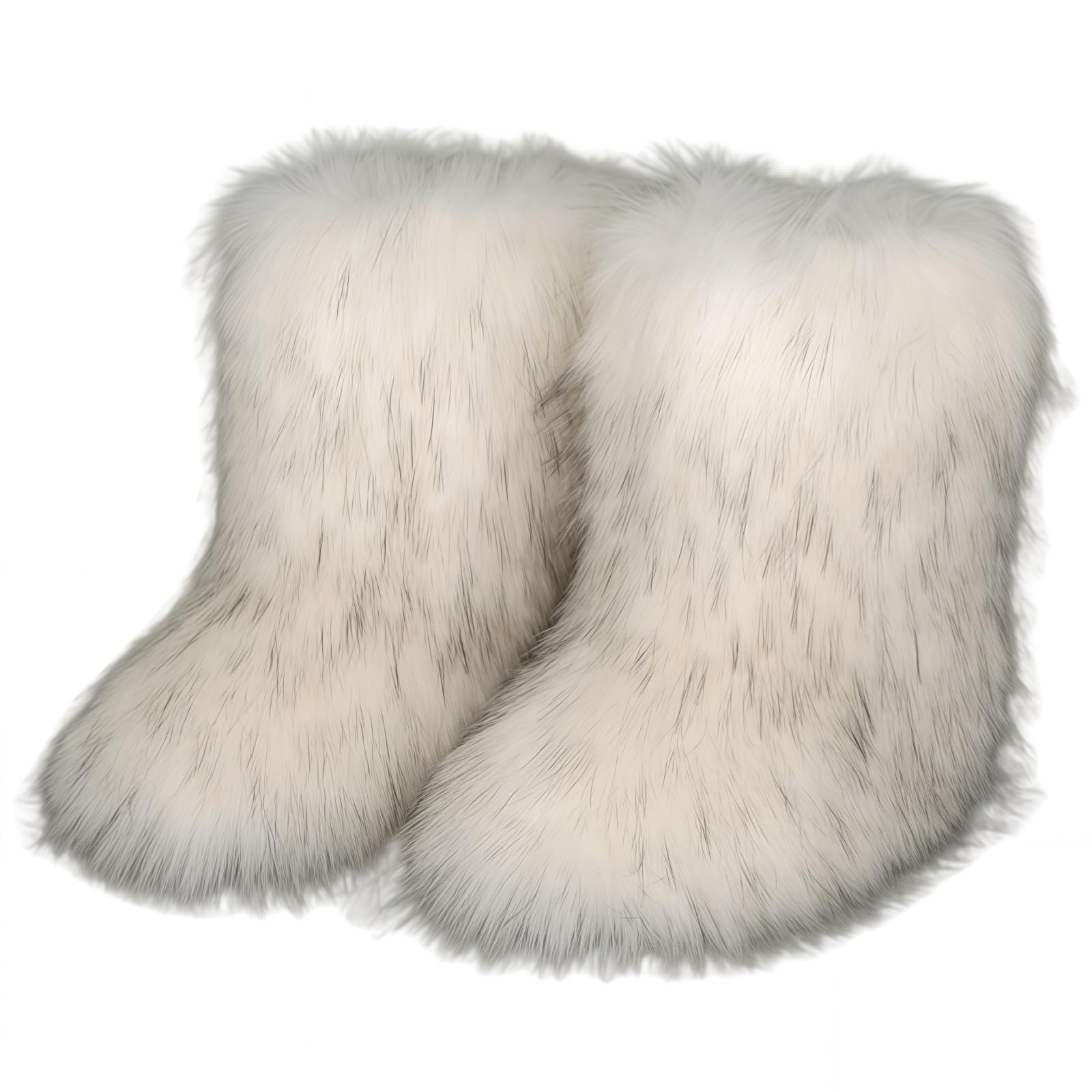 Pelzige Faux Pelz Schneestiefel Frauen Winter Fuzzy Fluffy Schuhe Wildleder Warm Mid-Calf Komfortable Outdoor Flat Mode Stiefel