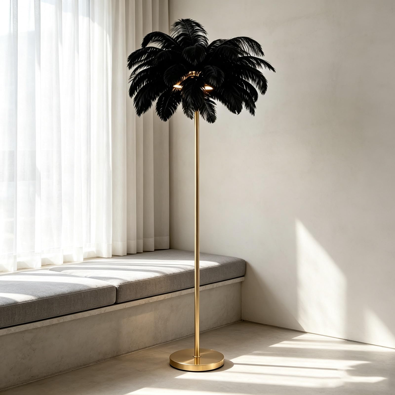 LCNDKF Tall Feather Floor Lamp with Embedded LED Bulbs