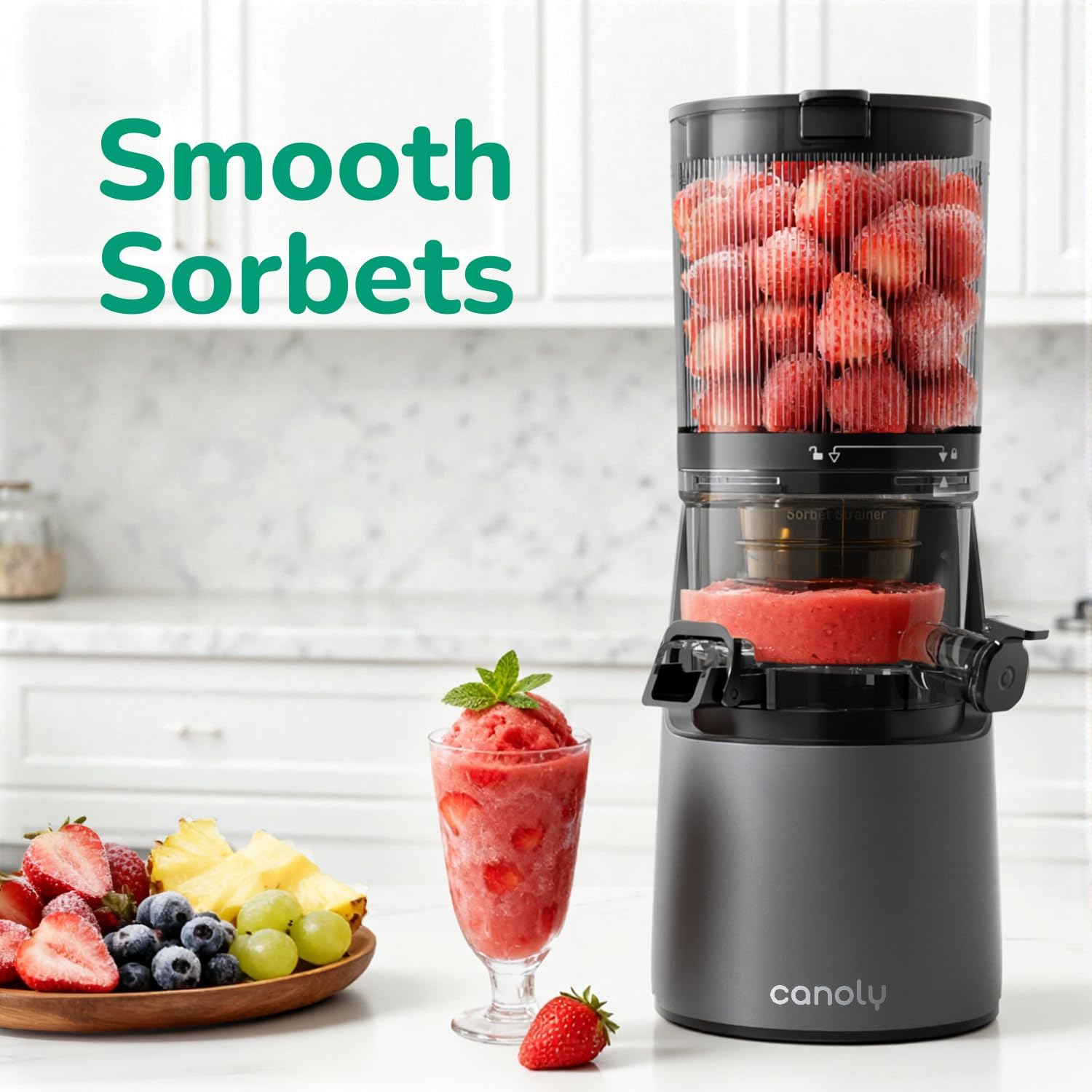 Canoly Canoly Juicer Machines, 150 MM&2.6L Large Feed Chute Cold Press Masticating Juicer thumbnail 6