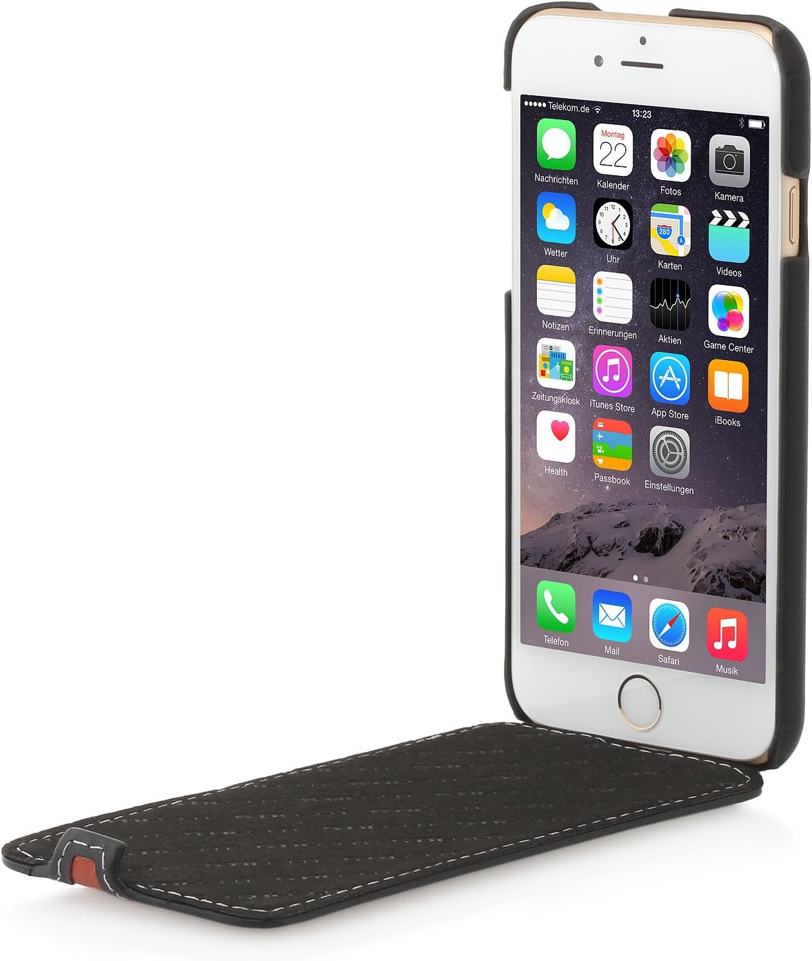 StilGut® UltraSlim, Leather Case for Apple iPhone 6 & iPhone 6s (4.7''), Brown & Black Nappa