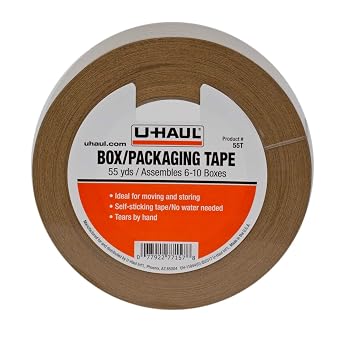 U-Haul Moving Box Paper Tape Ideal for Moving, Packing, Storage Boxes - 1 Roll of 55 Yard Tape - Easily Tears By Hand