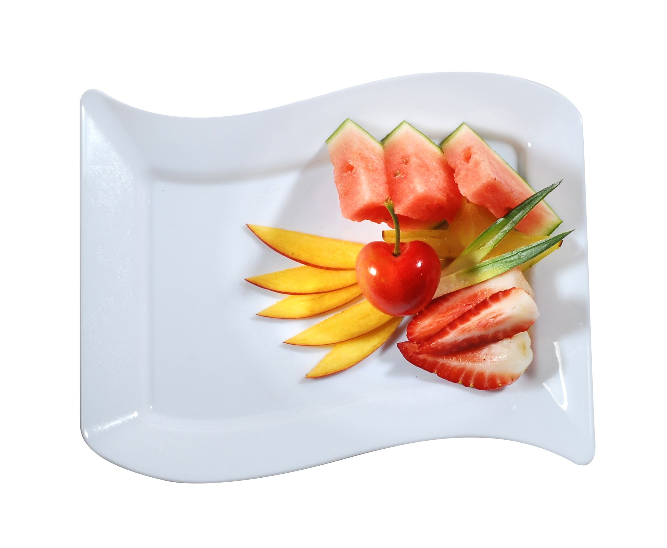 Fineline Settings Wavetrends White Rectangular-Wave China-Like 5.5" X 7.5" Plate 120 Pieces