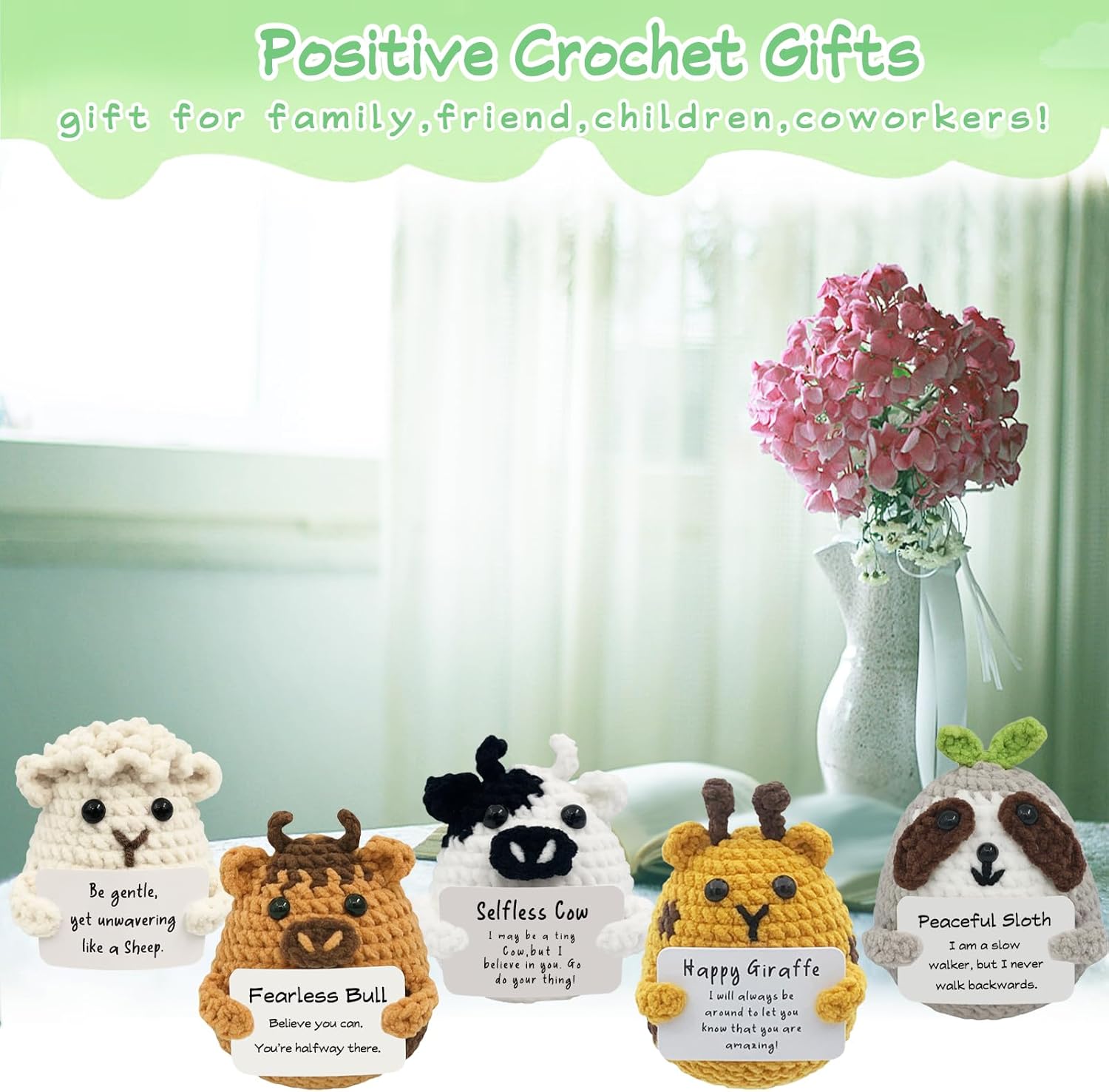 10pcs Positive Crochet Mini Animals Bulk Valentines Day Birthday Gifts for Women Kids Adults Coworkers Men Teens Handmade Employee Teacher Staff Appreciation Thank You Gift Small Cute Toy - Image 3