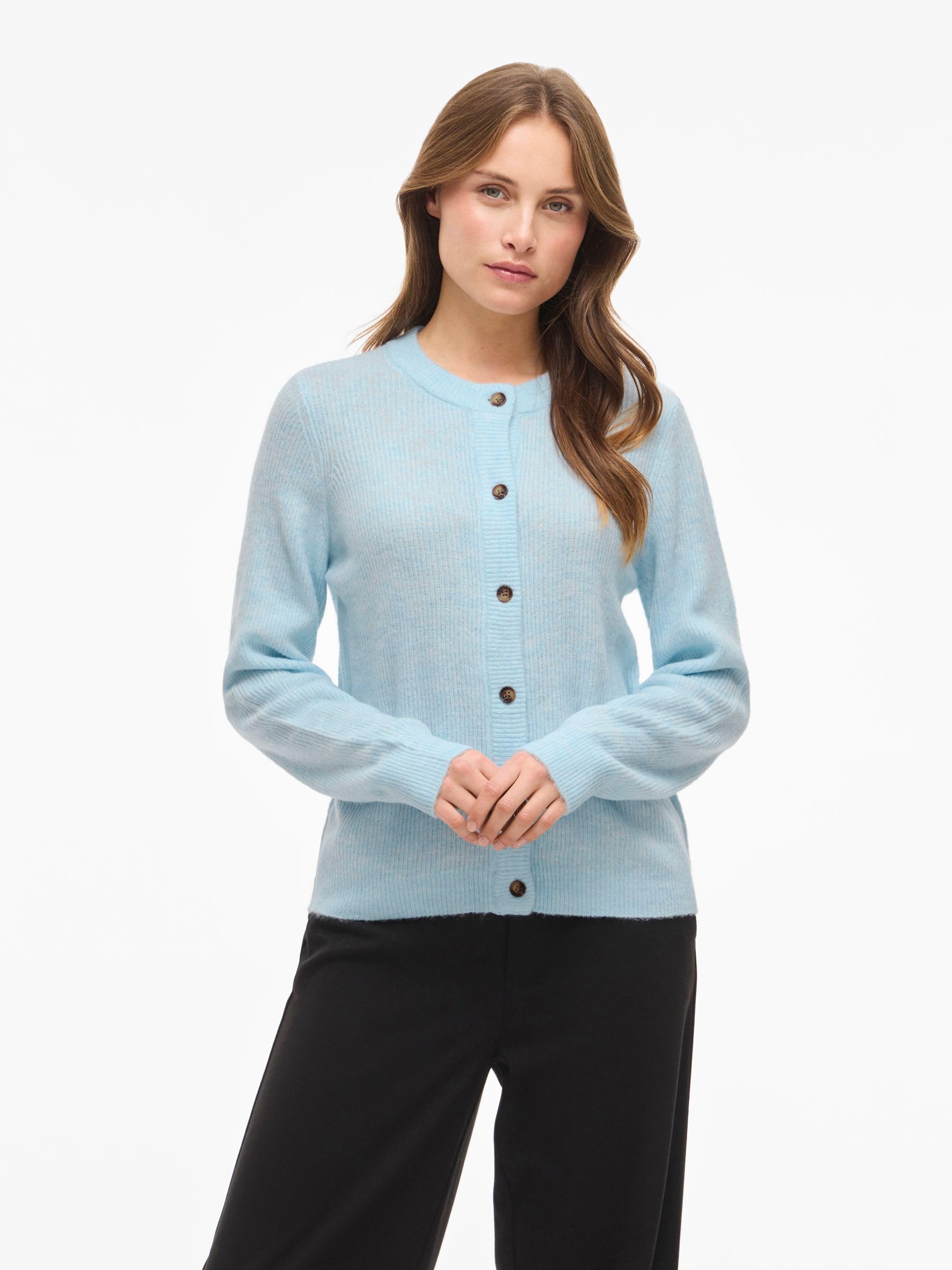 Vila Vivioli O-Neck Rib Knit Cardigan- Vivioli O-Neck Rib Knit Cardigan-Noos Mujer (Pack de 1)