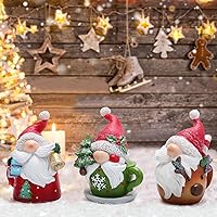 Vista 5 de Hodao 3 piezas decoraciones de gnomos de Navidad, taza de gnomo, figuras de invierno hechas a mano, elfo escandinavo, gnomos Tomte, figuras