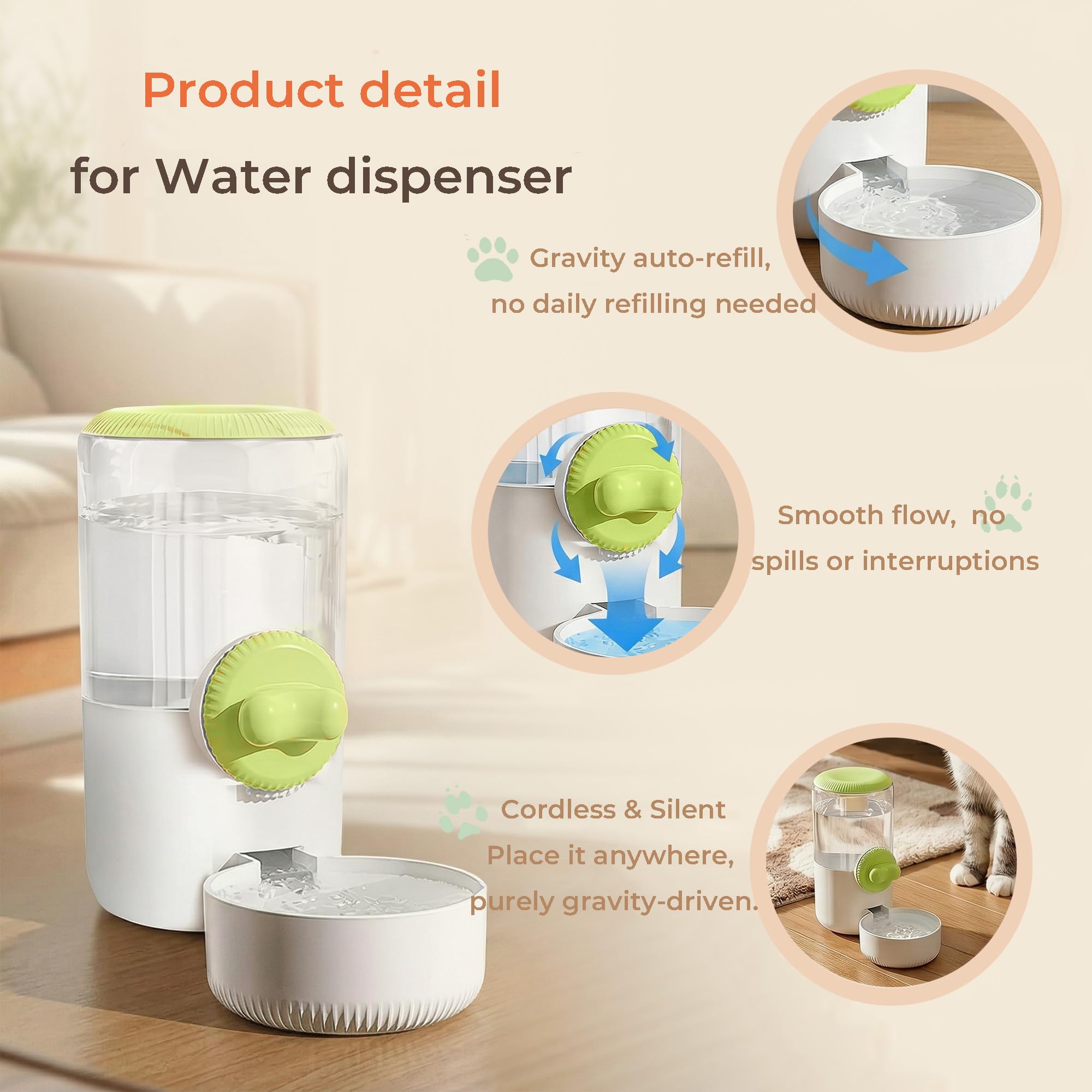 Dispensador de agua de sifón de gravedad automática para colgar en jaula, capacidad de 34 onzas, bebedero automático para mascotas, cuenco de agua para gatos, perros, conejos, hurones, chinchillas