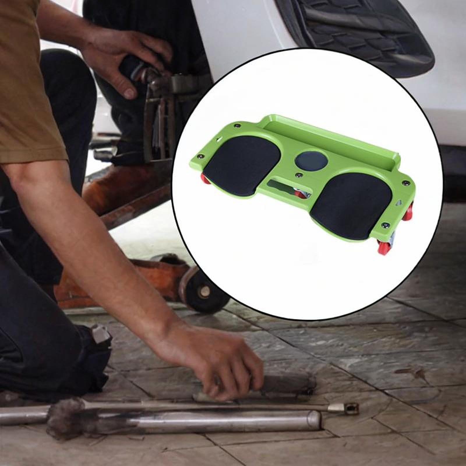 Rolling Knee Creeper Knierollbrett Bodenarbeitsunterlage Werkzeugspeicher Aus Langlebigem PP Material mit 5 Rollen für Montagearbeiten Garagennutzung, GrÜn