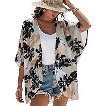 Women's Floral Print Puff Sleeve Kimono Cardigan Loose Cover Up Casual Blouse Tops 2026