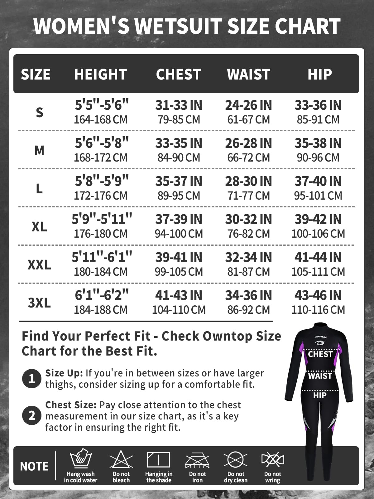 Owntop Muta da 5 mm per uomo e donna, in neoprene, con cerniera posteriore, per adulti, lunghezza intera, termica, flessibile, per immersioni in acqua fredda, surf