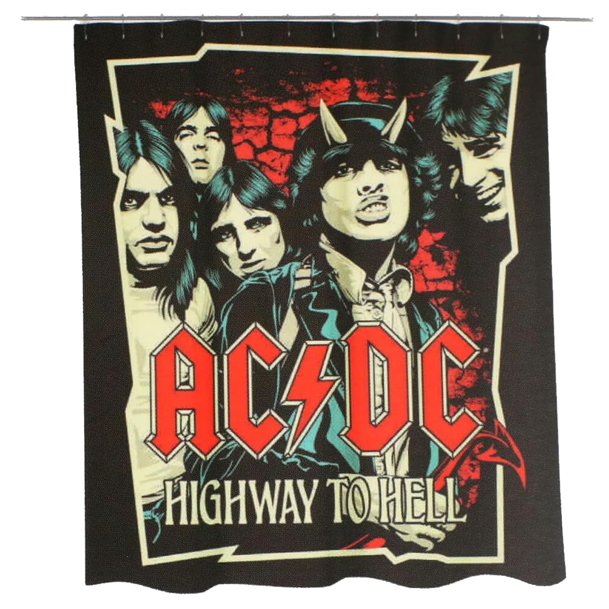 Rideau de douche AC DC Highway to Hell pour salle de bain rock