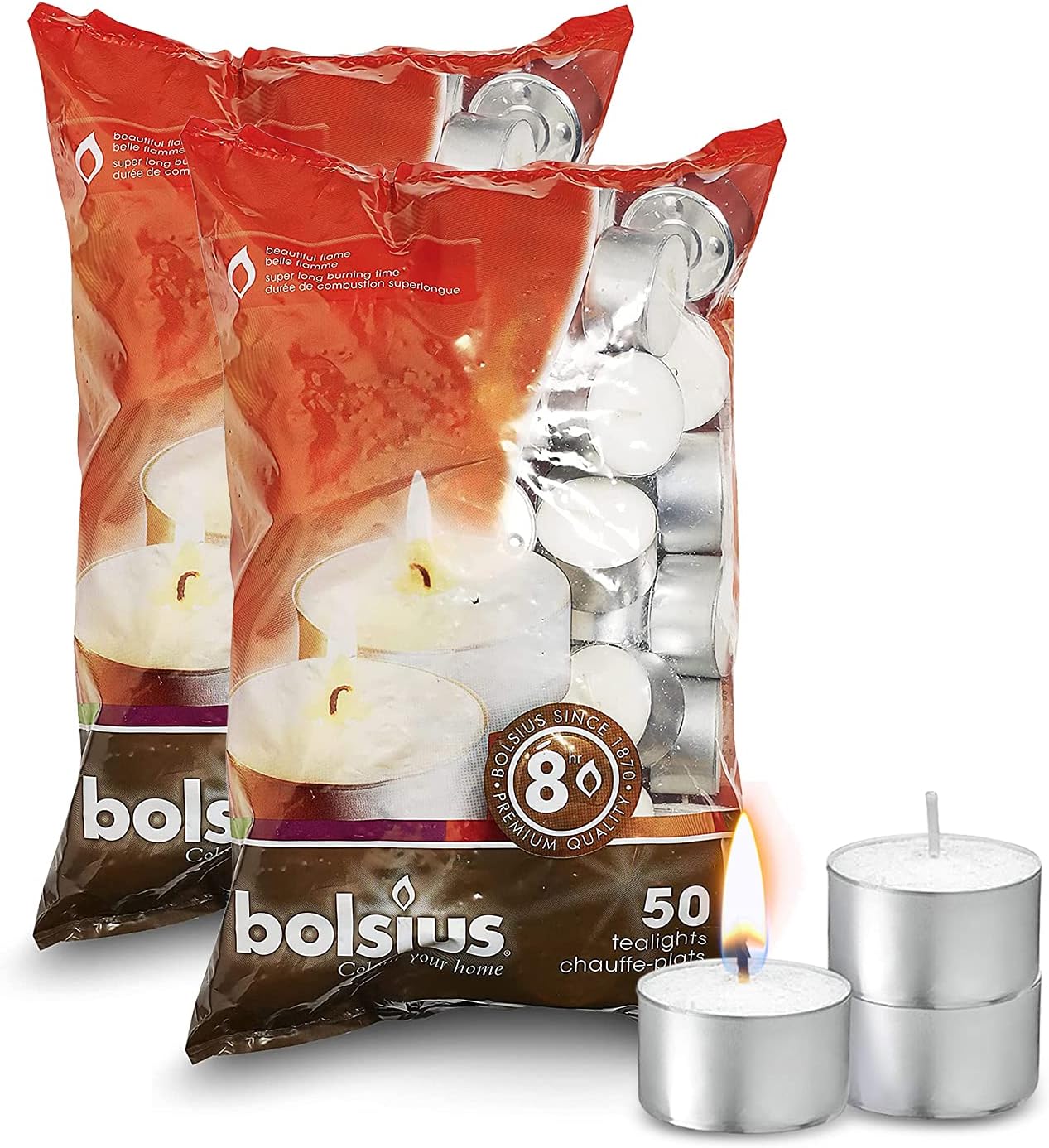 BOLSIUS Tea Lights Candles Pack of 100 White Unscented
