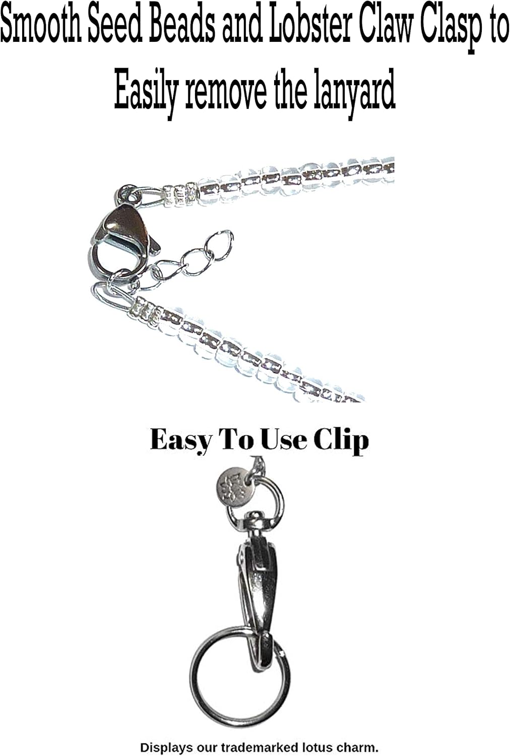 Hidden Hollow Beads Short Super Slim Beaded Breakaway Lanyard, Made in USA Petite Women, ID Holder Badge Card Holder Teacher Keys Keyring Cruise Phone 28-30" - Image 4