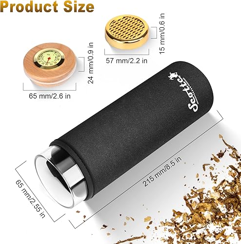 Miniatura 3 de Scotte - Estuche humidificador para puros, en caja de regalo, con higrómetro, tubo de viaje para 5 puros