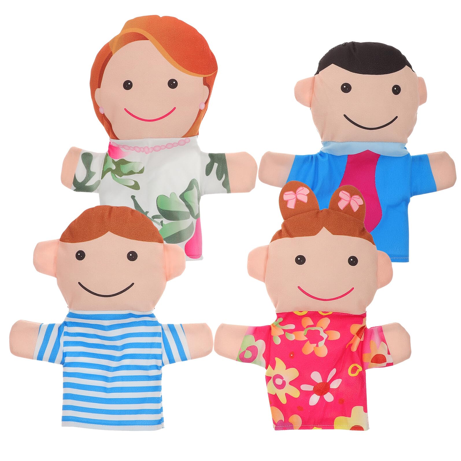 Gatuida Set Burattini a Mano Famiglia 4 Pezzi per Piccoli, Pupazzi di Peluche per Narrazione e Spettacoli Teatrali, Giochi di Ruolo e Intrattenimento Educativo