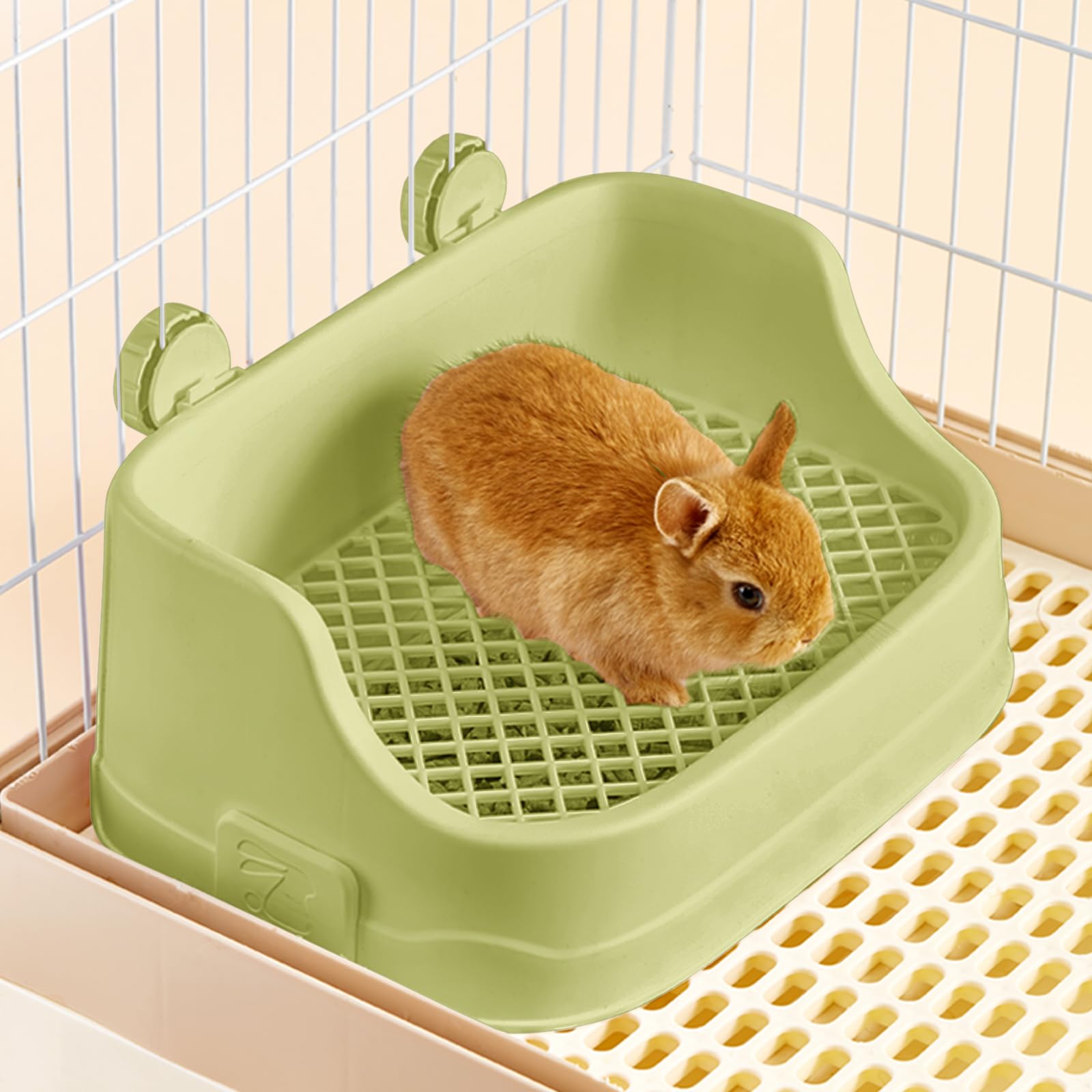Lettiera Coniglio, Medio Vassoio Rettangolare per Letame Piccoli Animali Staccabile Addestratore Vasino Toilette Gabbie per Animali Domestici Conigli Porcellini d'India Criceti Cincillà (Verde)