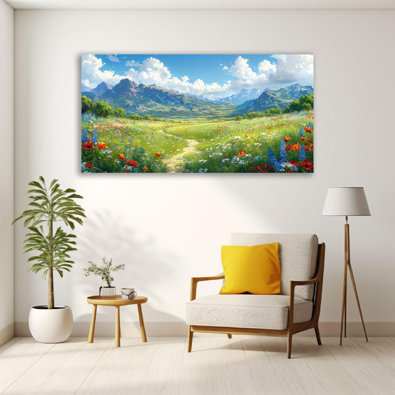 Amazon.co.jp: JOSUE 緑、白 風景画 絵画 自然 キャンバス アート