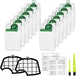 12 Piezas Bolsas Aspiradora Compatible con Vorwerk Kobold VK140 VK150 FP140 FP150, Bolsa Aspiradora, Bolsas de Filtro, con 2 Filtros de Motor, 2 Cepillos Limpios, 2 Pastillas de Fragancia