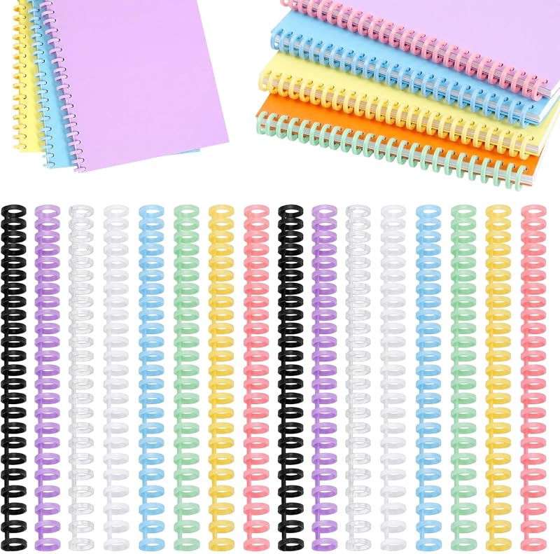Jeffdad 16 Pcs Comb Binding Spines, 30 Rings Spiral Binding Coils | Plastic Spiral Coils 1/2 Inch Diameter Click Bindings Spines Book Binder Coil Binder Combs for Document Notebook File Making