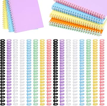 Jeffdad 16 Pcs Comb Binding Spines, 30 Rings Spiral Binding Coils Plastic Spiral Coils 1/2 Inch Diameter Click Bindings Spines Book Binder Coil Binder Combs for Document Notebook File Making 8 Color