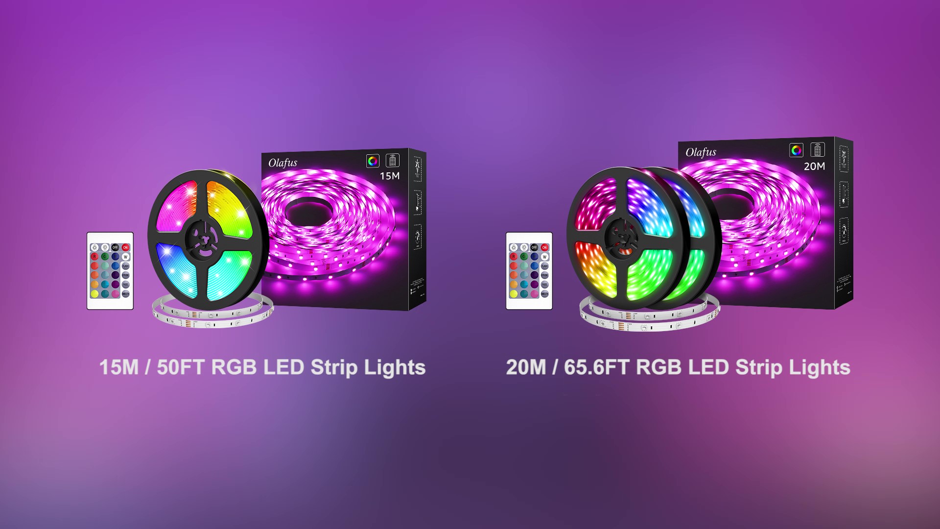 Amazon.com: Olafus 65.6ft RGB LED Strip Lights Kit, Power Adapter