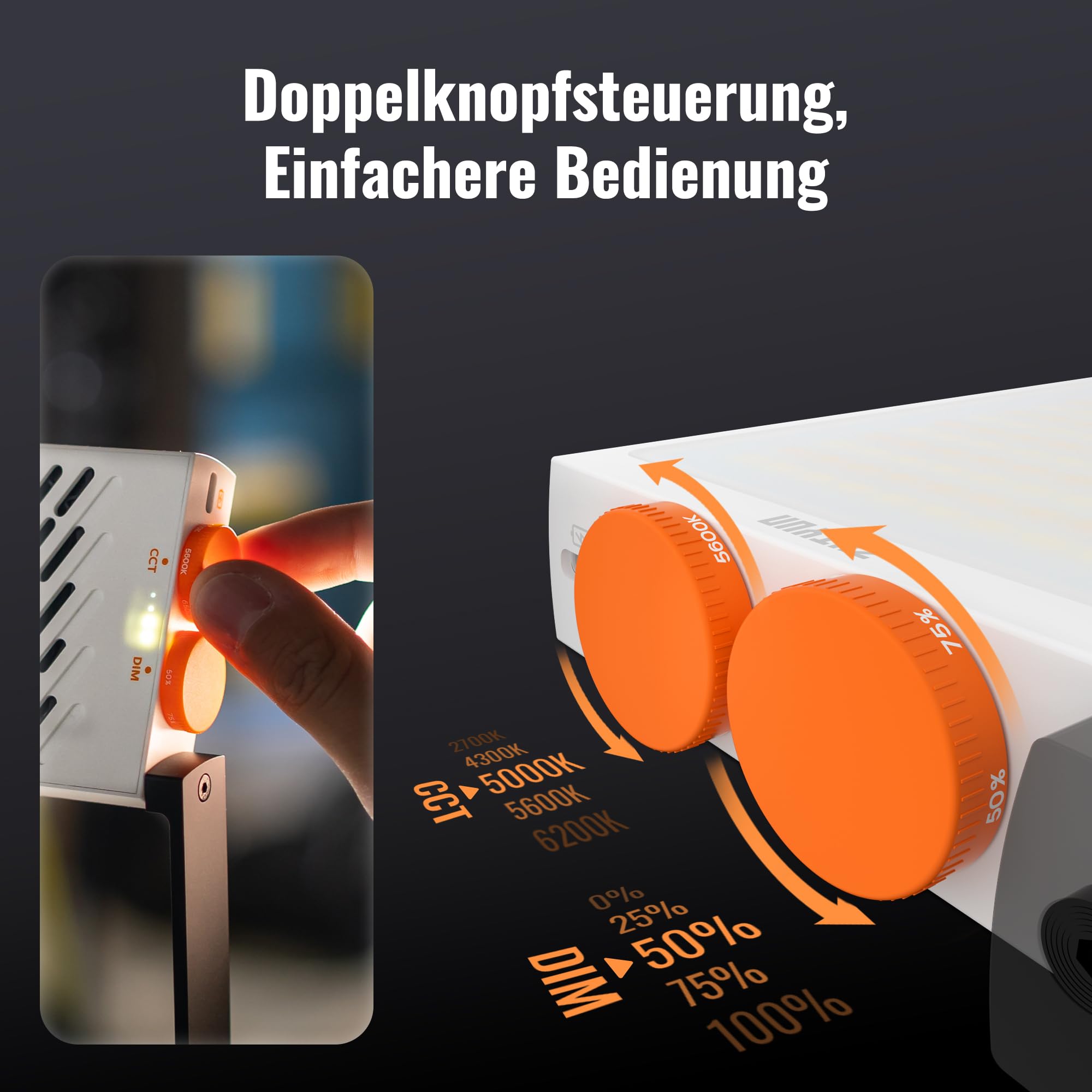 ZHIYUN FIVERAY M40 LED Videoleuchte [Official], 40W Videolicht mit 14000 Lux und 2700-6200K, CRI 96+, 320g Tragbares Video/Foto/Kamera/Streaming Licht für YouTube TikTok, mit 176 LED