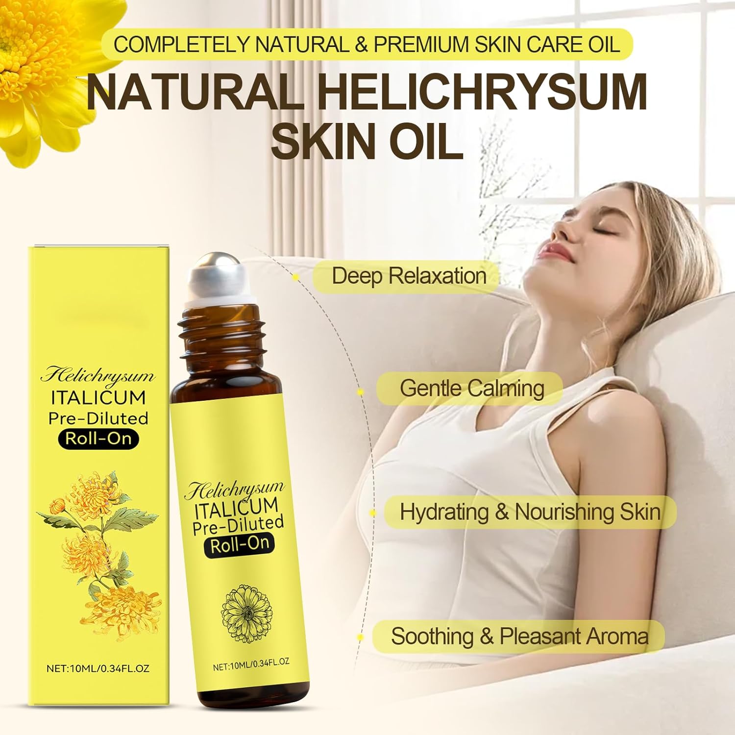 Helichrysum & Castor Essential Oil Spray, Aromatherapy for Skin Vitality & Anti-Aging, Natural Skin Care, Pure, Organic, Moisturization, Nourishing, 2 PCS (30ML) - Image 2