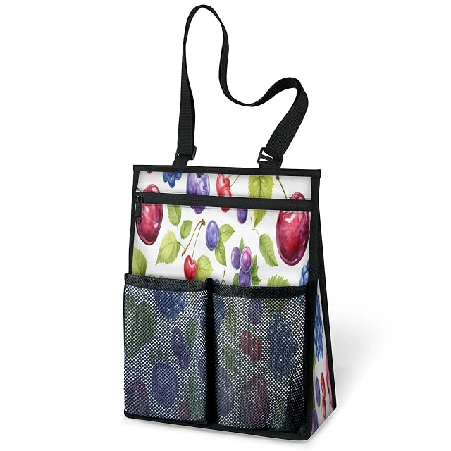 Ourtheme Fruit Grape Cherry Portable Shower Bag for Travel Gym Camp Beach Tote Shower Caddy Bags Hanging Toiletry