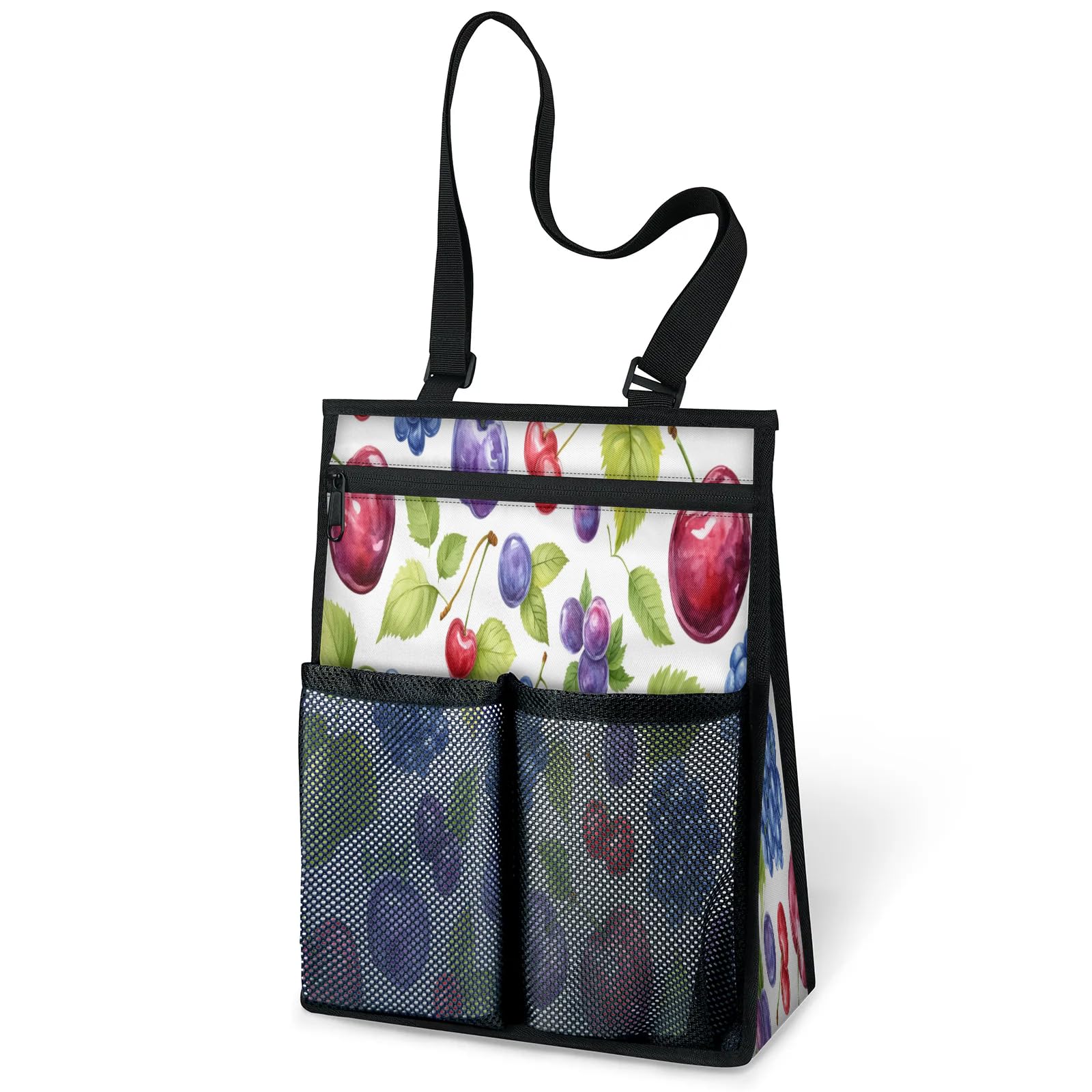Ourtheme Fruit Grape Cherry Portable Shower Bag for Travel Gym Camp Beach Tote Shower Caddy Bags Hanging Toiletry