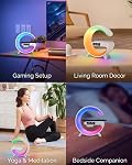 Smart LED Table Lamp, Bluetooth Speaker, Wireless Charger, Clock | G-Shape RGB Night Light | Bedside Bedroom Decor | Aesthetic Desktop Nightstand Gift | 10 Dynamic Modes | Dimmable & Cordless