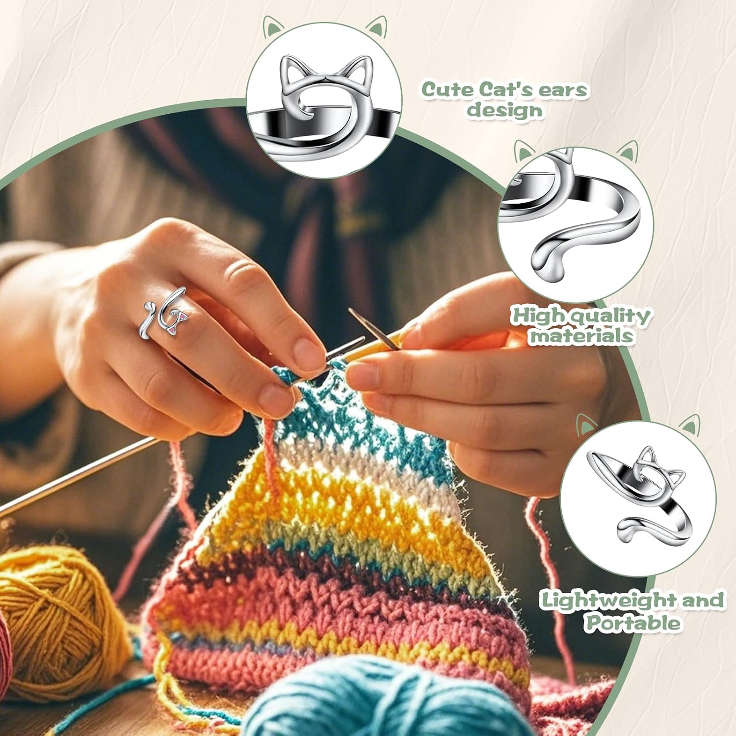 10 Pcs Crochet Tension Rings, Adjustable Finger Yarn Guide