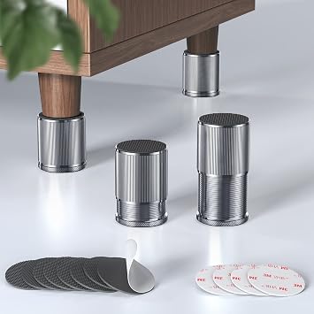 Bed Risers, 3 inch Bed Risers for Adjustable Base,4 Pcs Metal Bed Risers Heavy Duty Suitable for Bed,Sofa,Dresser,Tables, TV Cabinet etc Gray 4 Pcs