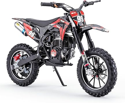 GREENLEMON 40 cc 4Stroke Kids Dirt Bike Gas Powered OffRoad Youth Motorcycle, 25 MPH, Full Suspension, Dual Disc Brakes, OffRoad Tires, Soft Seat Cushion, Supports Up to 176 lbs, Ages 510 Red