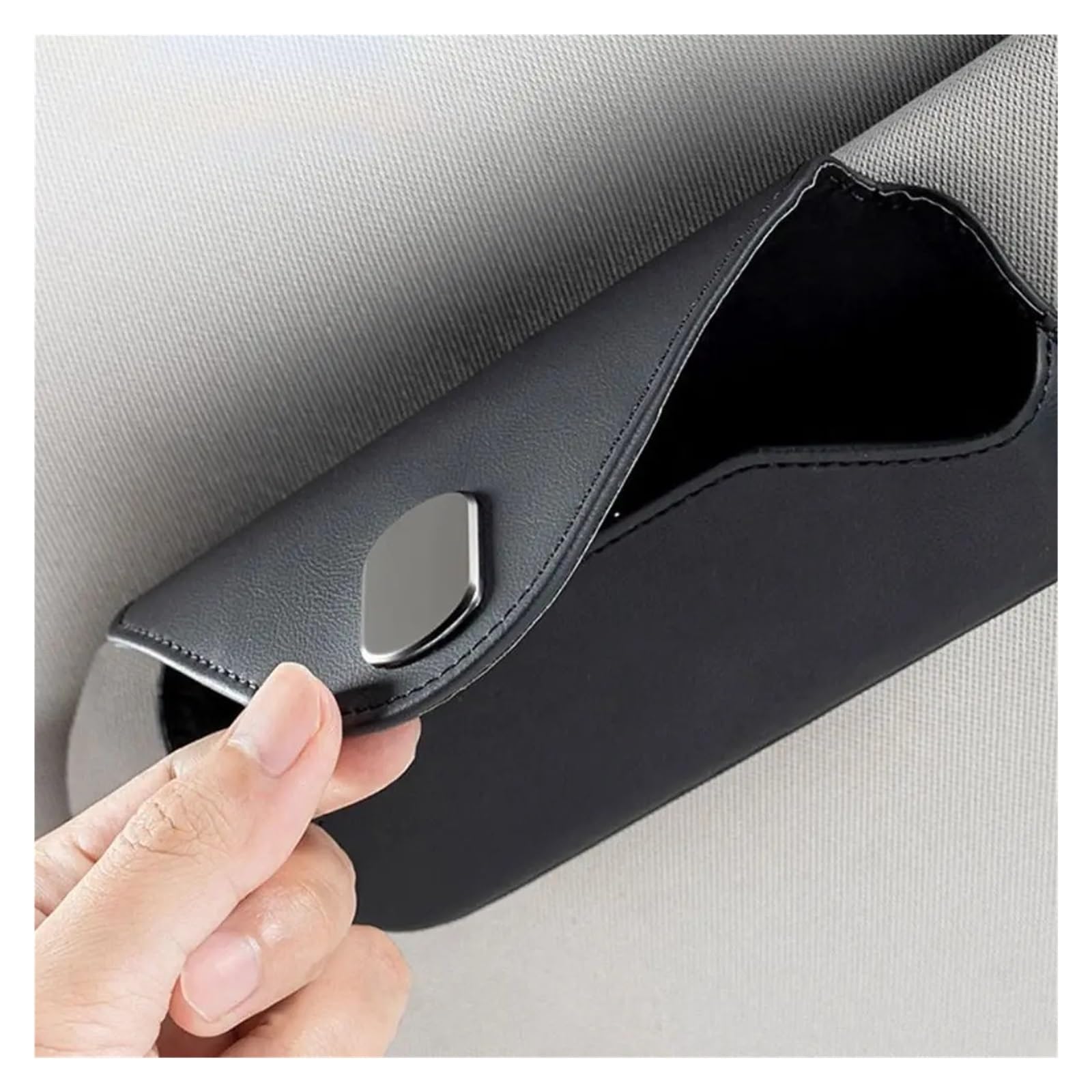 Bolsa Gafas Montada En El Coche con Clip Al Desgaste Práctico Organizador Estable Funda Magnética Universal Visera Solar Tarjetas Estuche para Gafas De Sol Coche(Gray)