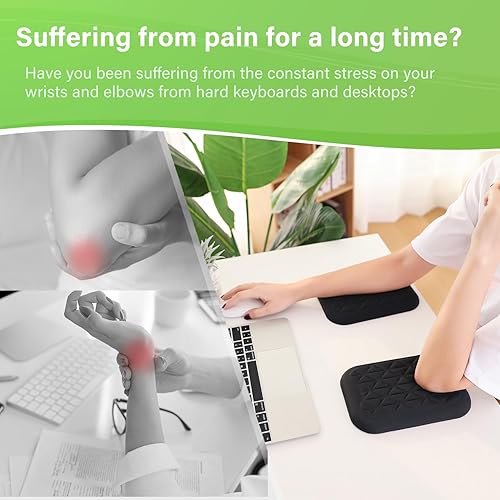 Vista 13 de Almohadilla ergonómica para reposamuñecas y codos para escritorio con espuma viscoelástica y base antideslizante, alivia el dolor de codo