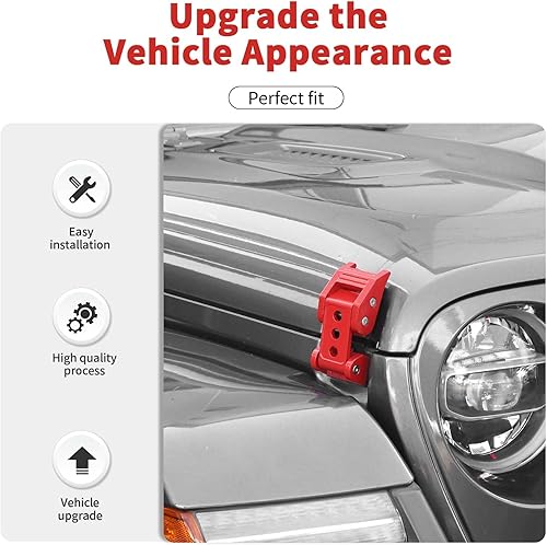 Miniatura 10 de Pestillo de capó de acero inoxidable para Jeep Wrangler JK JKU 2007-2018para JL JLU y Jeep Gladiator JT 2018-2024 (naranja)