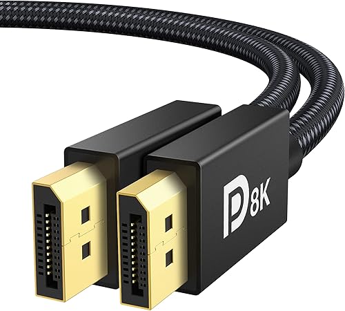 IVANKY Cable DisplayPort 8K 1.4, cable DP certificado VESA de 6.6 pies (8K @60Hz, 4K @144Hz, 2K @240Hz) HBR3 compatible con 32.4 Gbps, HDR, HDCP