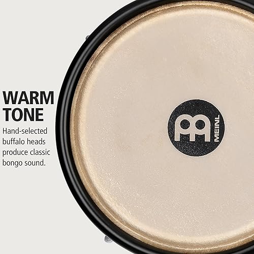 Miniatura 64 de Meinl Percussion HB100SNT-M bongós de madera natural de 6 3/4 y 8 pulgadas, Negro