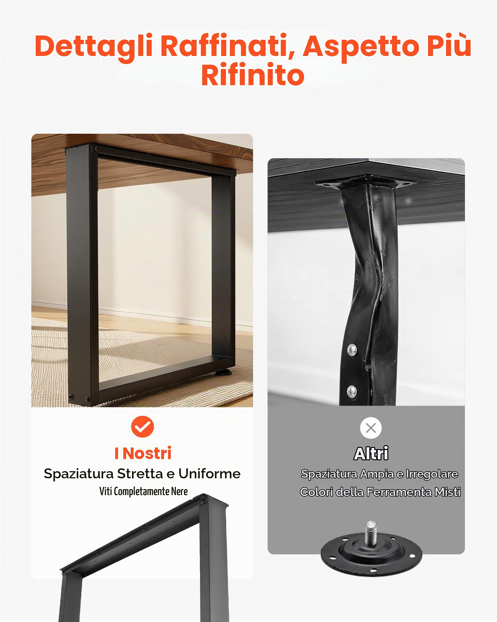 VEVOR Gambe per Tavolo in Acciaio, Gambe per Scrivania Smontabili, Design Modulare, Struttura Quadrata Stabile, Facile da Montare, Carico Max. 1000 kg, per Tavoli da Caffè, 75 x 90 cm, 2 Pezzi, Nero