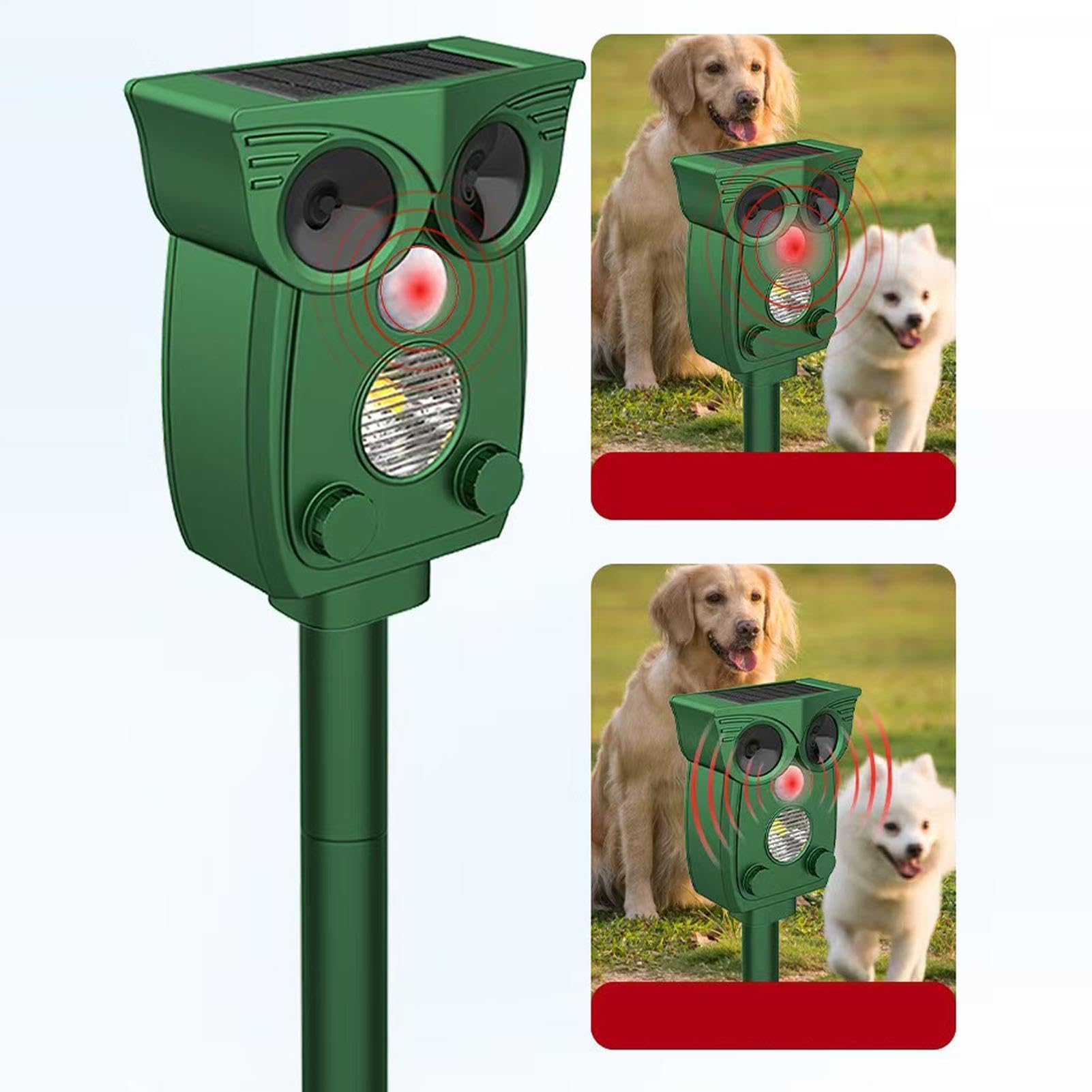 Espantapájaros electrónico - Sistema de protección ultrasónico de depredadores para jabalí, gato, perro - Señal de advertencia automática impermeable para granja, jardín, balcón, exterior