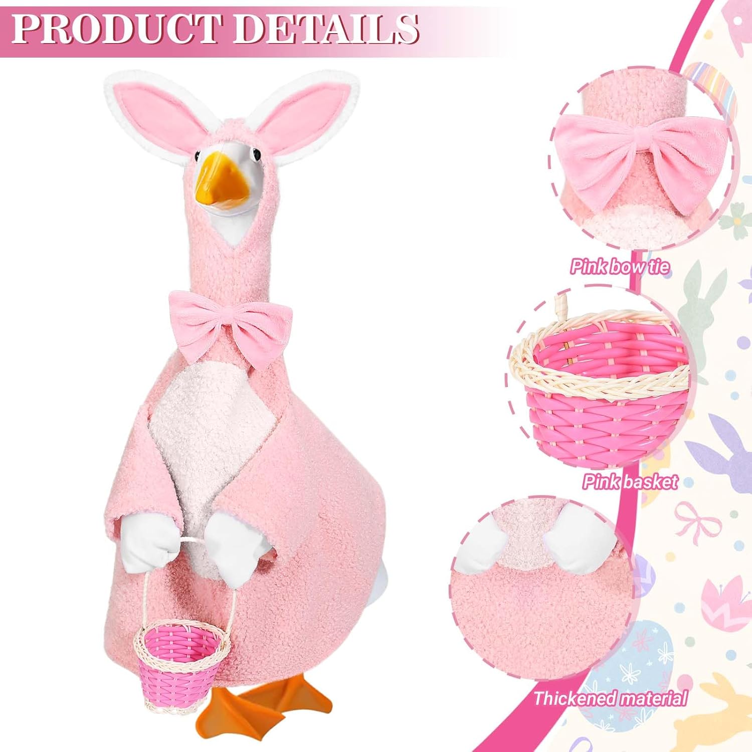 JcHrmers 3 Sets Porch Goose Outfits Valentines St. Patrick's Day Easter Goose Outfit Lawn Porch Goose Clothes Fits 23" Cement Plastic Goose Statue for Outdoor Garden Yard Patio Art Decor