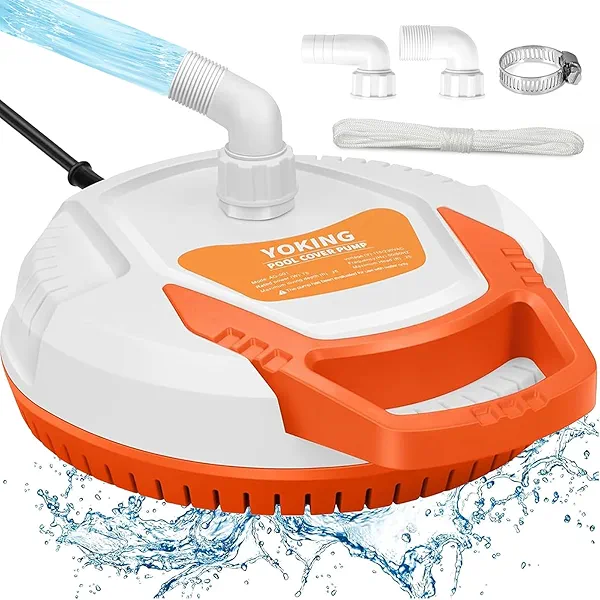 YOKING Automatic Pool Cover Pump, 1/4 HP 1500GPH Swimming Pool Submersible Water Sump Pump, 115/230V with 26ft Power Cord and 2 Adapters Water Removal for Pool, Hot Tub, Pond