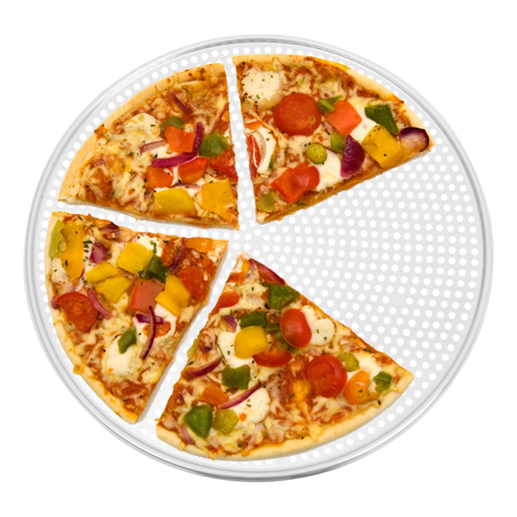 Lurrose Teglia Pizza Forata Rotonda in Alluminio, 16 Pollici, Facile da Pulire, Dissipazione del Calore, per Casa e Caffetterie