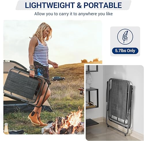 Miniatura 4 de UDPATIO Juego de 6 sillas plegables para patio, ligeras, portátiles, con marco de acero resistente y tela de textileno resistente a la intemperie,